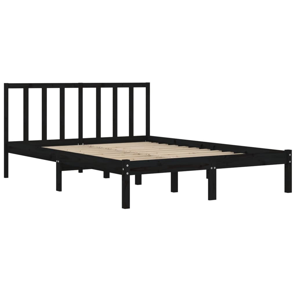 Cadre de lit sans matelas noir bois de pin massif 150x200 cm - XIOS