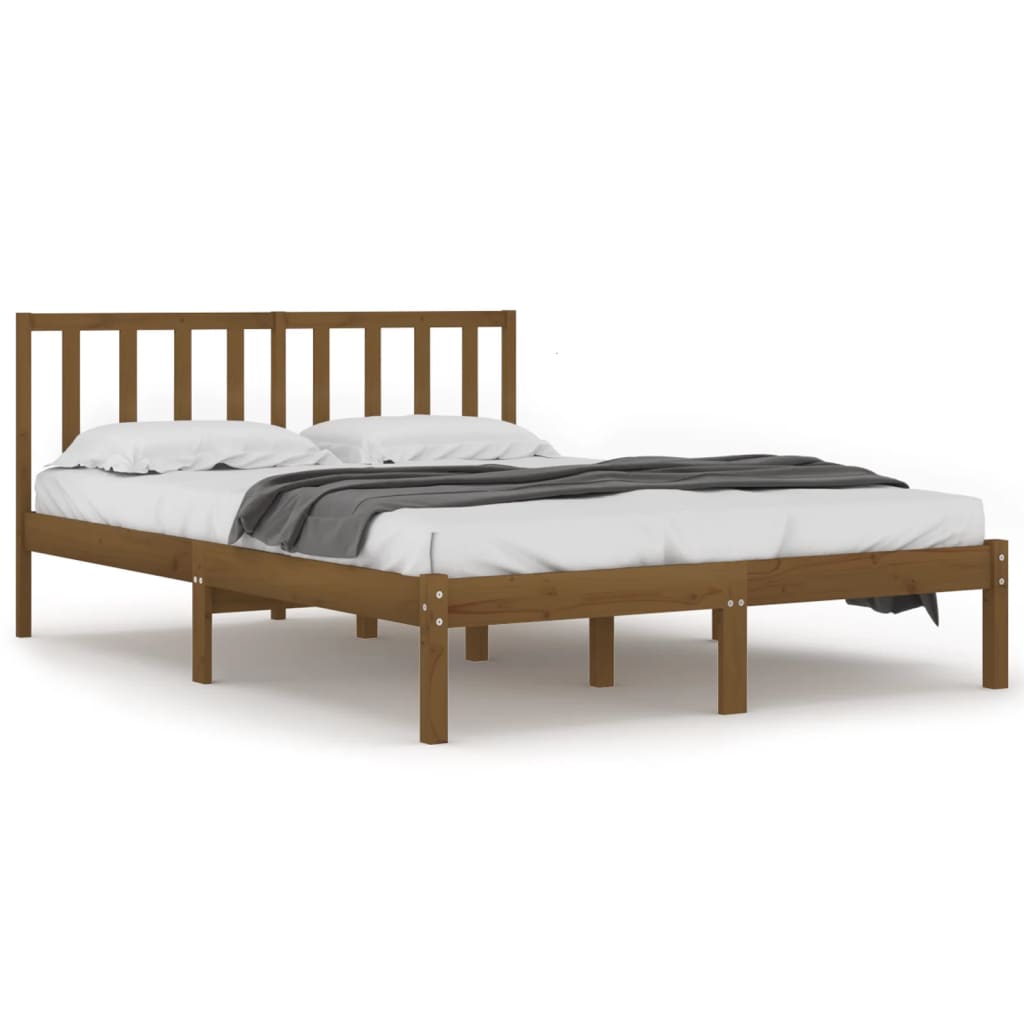 Cadre de lit sans matelas marron miel bois pin massif 200x200cm - XIOS