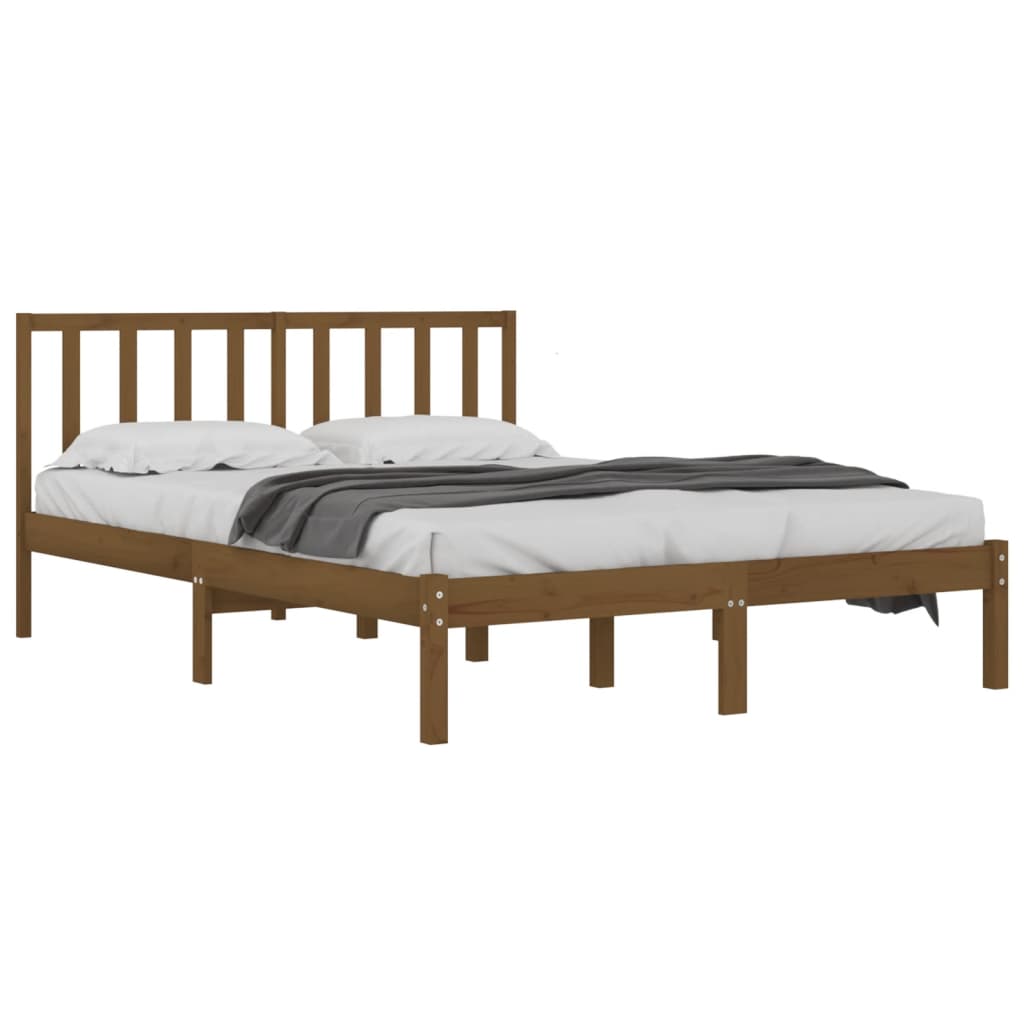 Cadre de lit sans matelas marron miel bois pin massif 200x200cm - XIOS