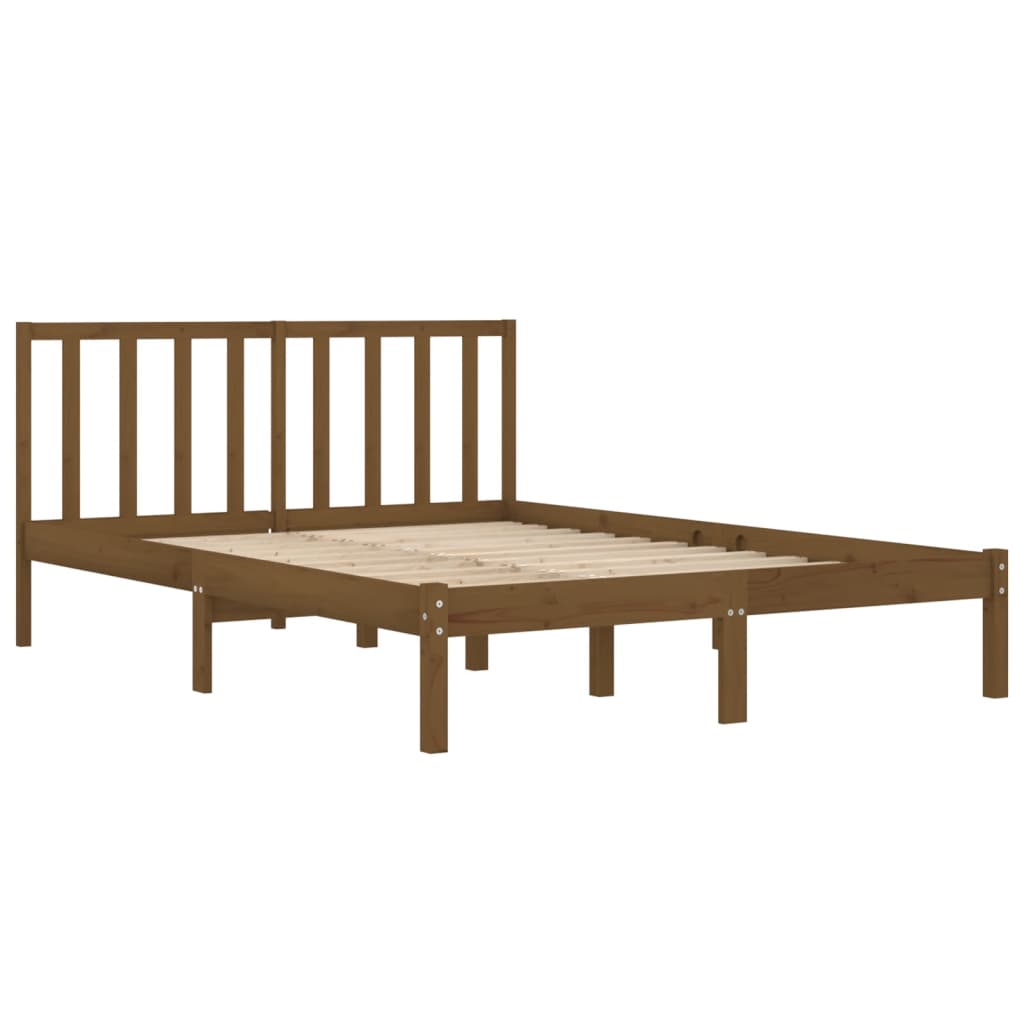 Cadre de lit sans matelas marron miel bois pin massif 200x200cm - XIOS