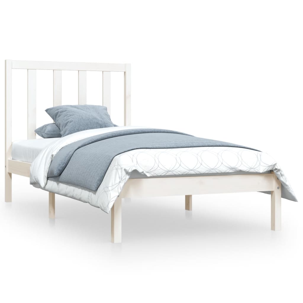 Cadre de lit sans matelas blanc bois de pin massif 75x190 cm - XIOS