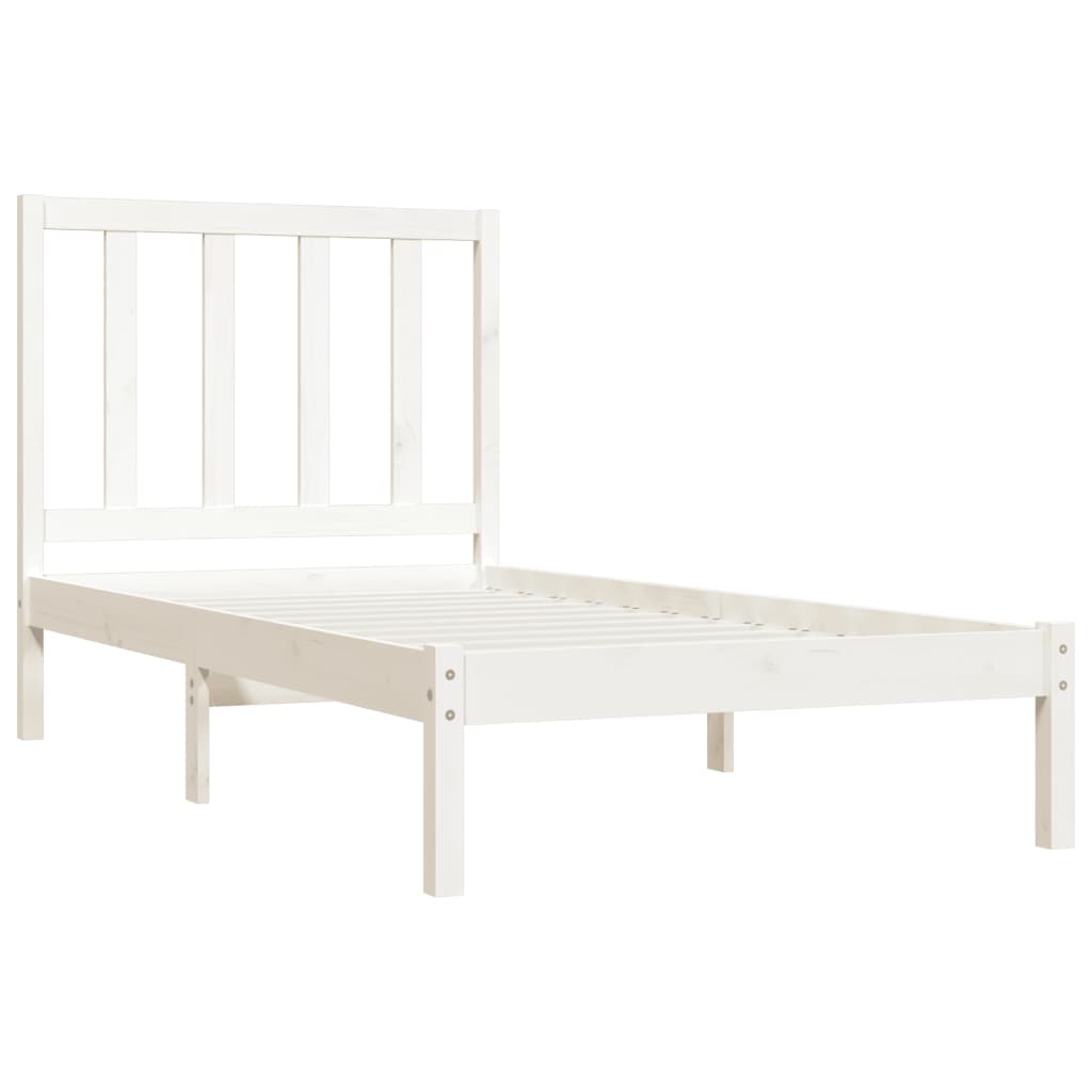 Cadre de lit sans matelas blanc bois de pin massif 75x190 cm - XIOS