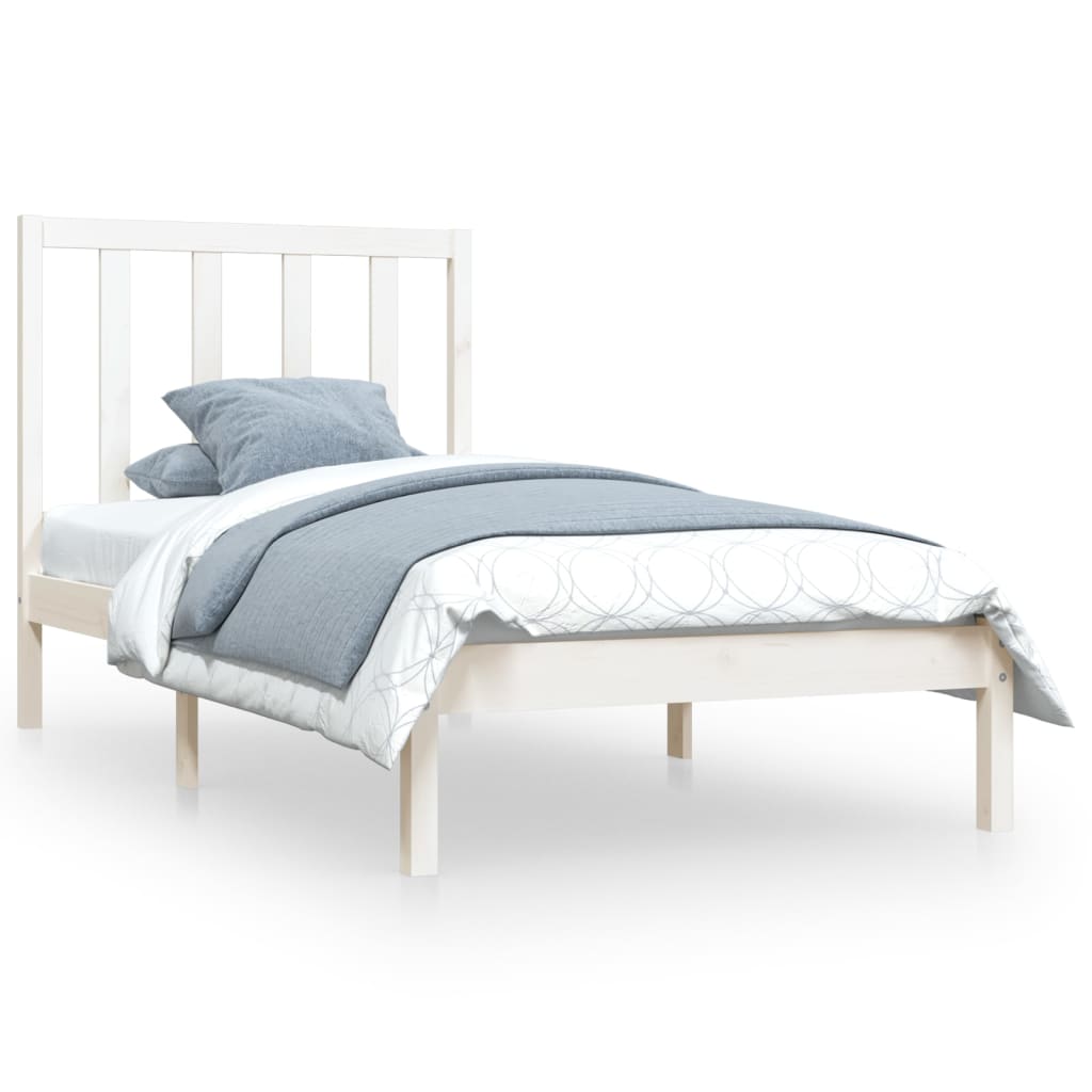 Cadre de lit sans matelas blanc bois de pin massif 100x200 cm - XIOS