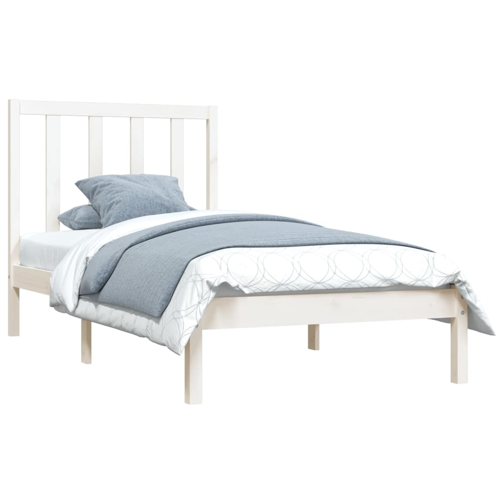 Cadre de lit sans matelas blanc bois de pin massif 100x200 cm - XIOS