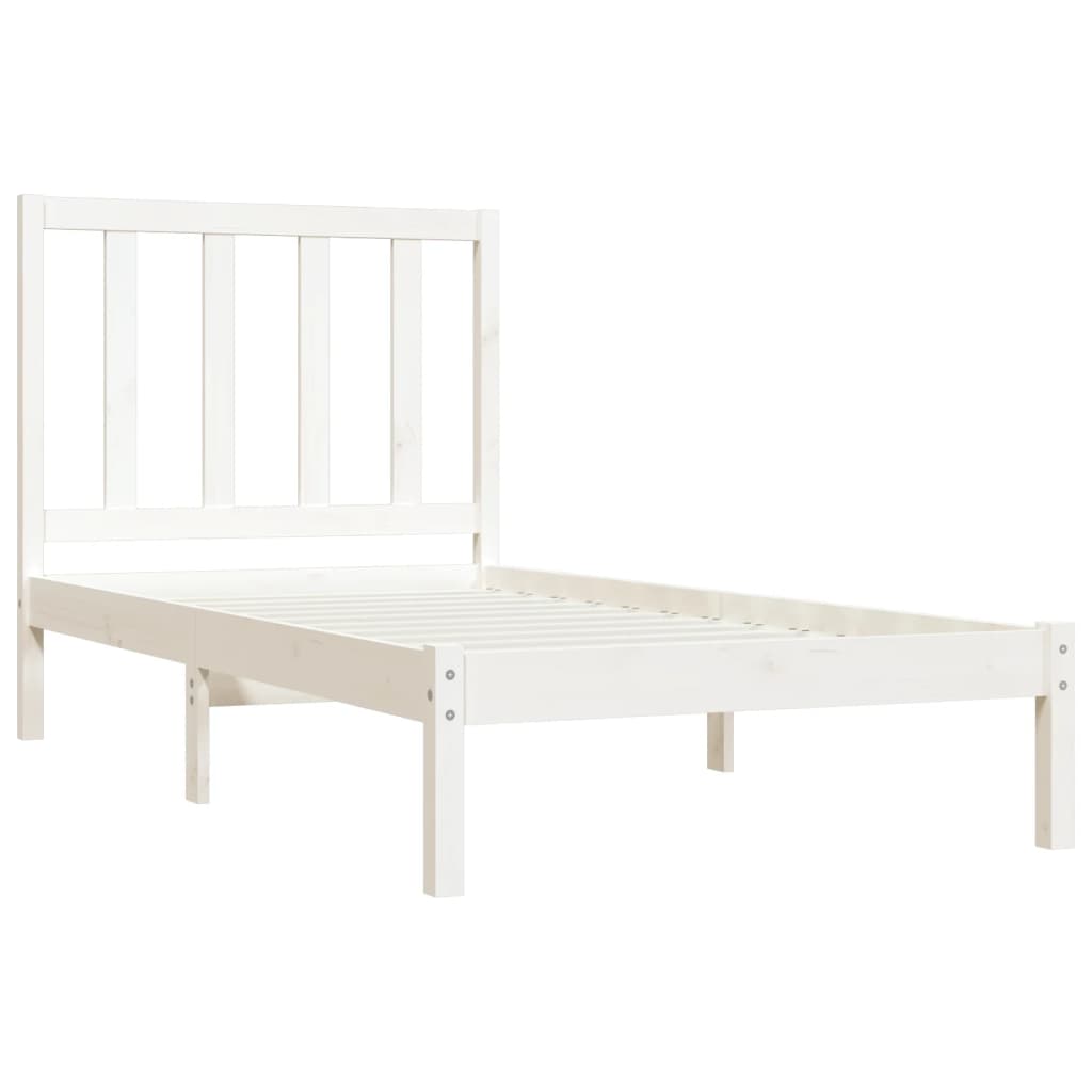 Cadre de lit sans matelas blanc bois de pin massif 100x200 cm - XIOS