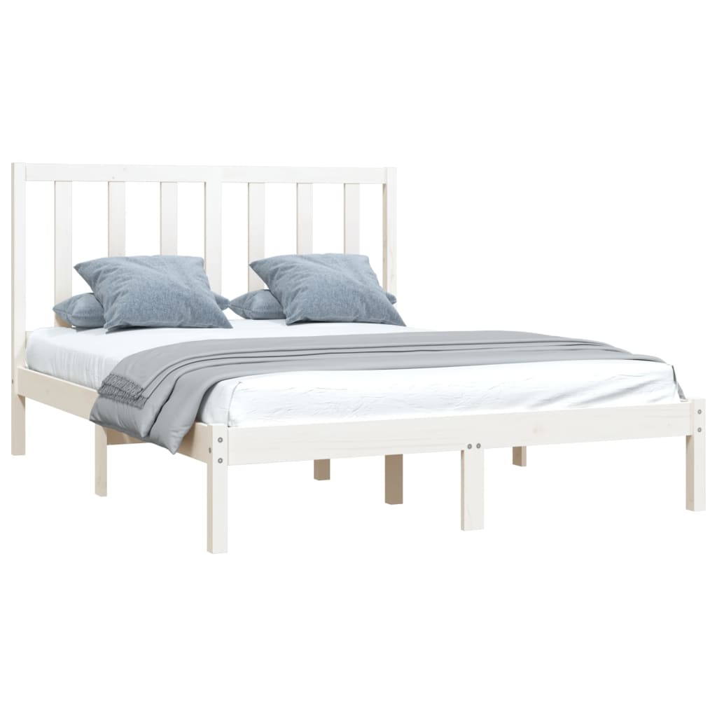 Cadre de lit sans matelas blanc bois de pin massif 140x200 cm - XIOS