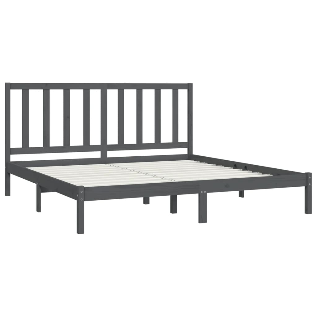 Cadre de lit sans matelas bois massif de pin gris 200x200 cm - XIOS