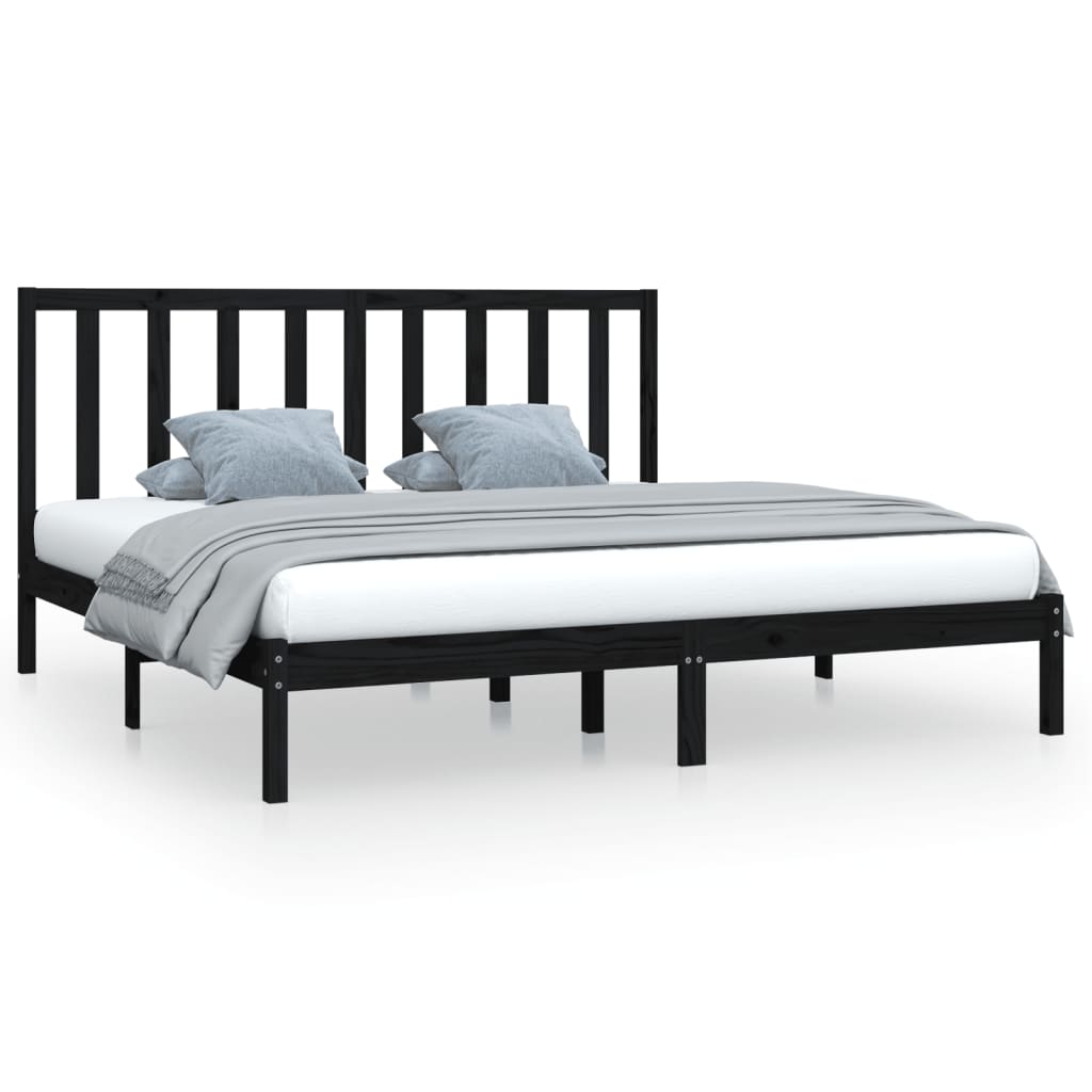 Cadre de lit sans matelas noir bois massif de pin 200x200 cm - XIOS