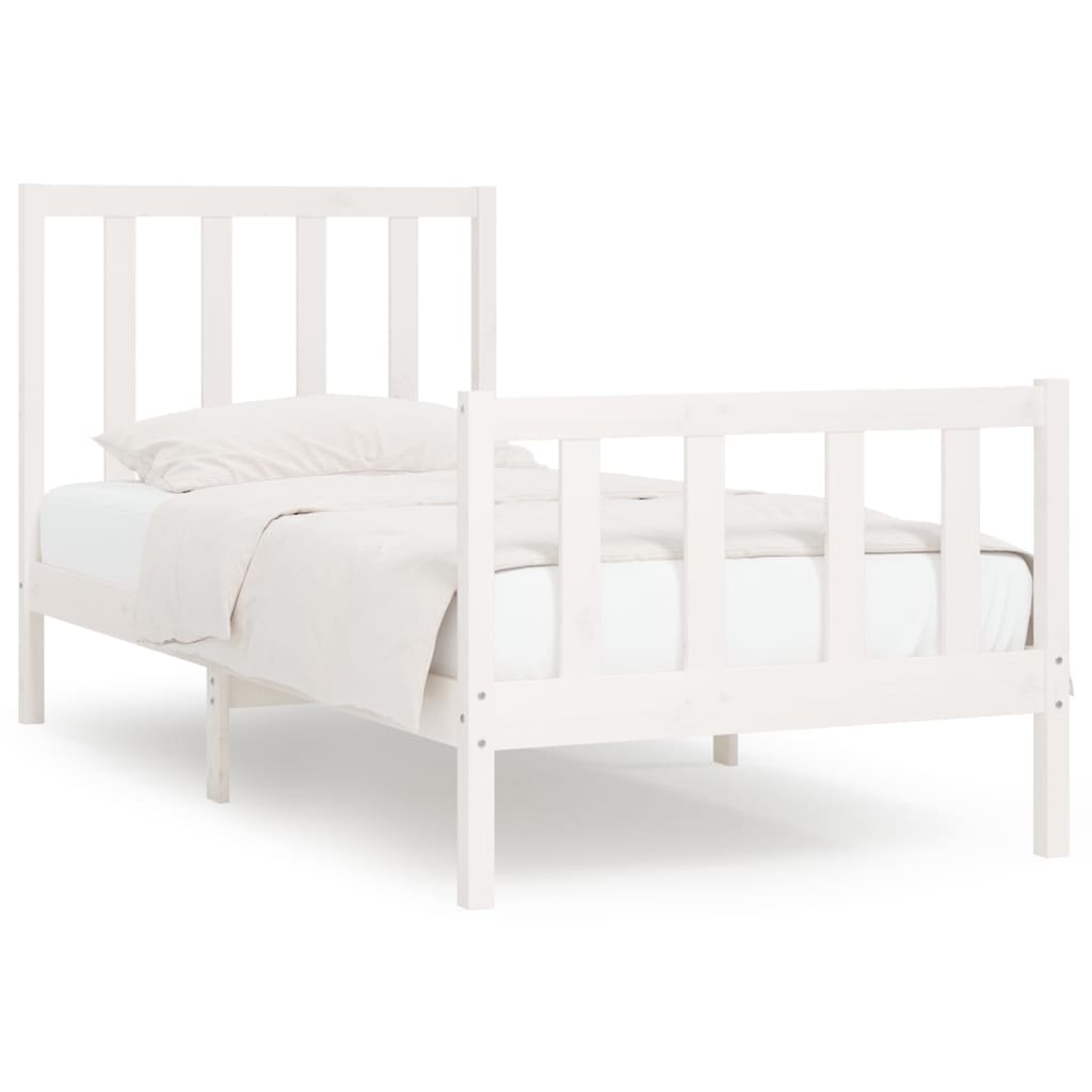 Cadre de lit sans matelas blanc 75x190 cm bois massif - XIOS