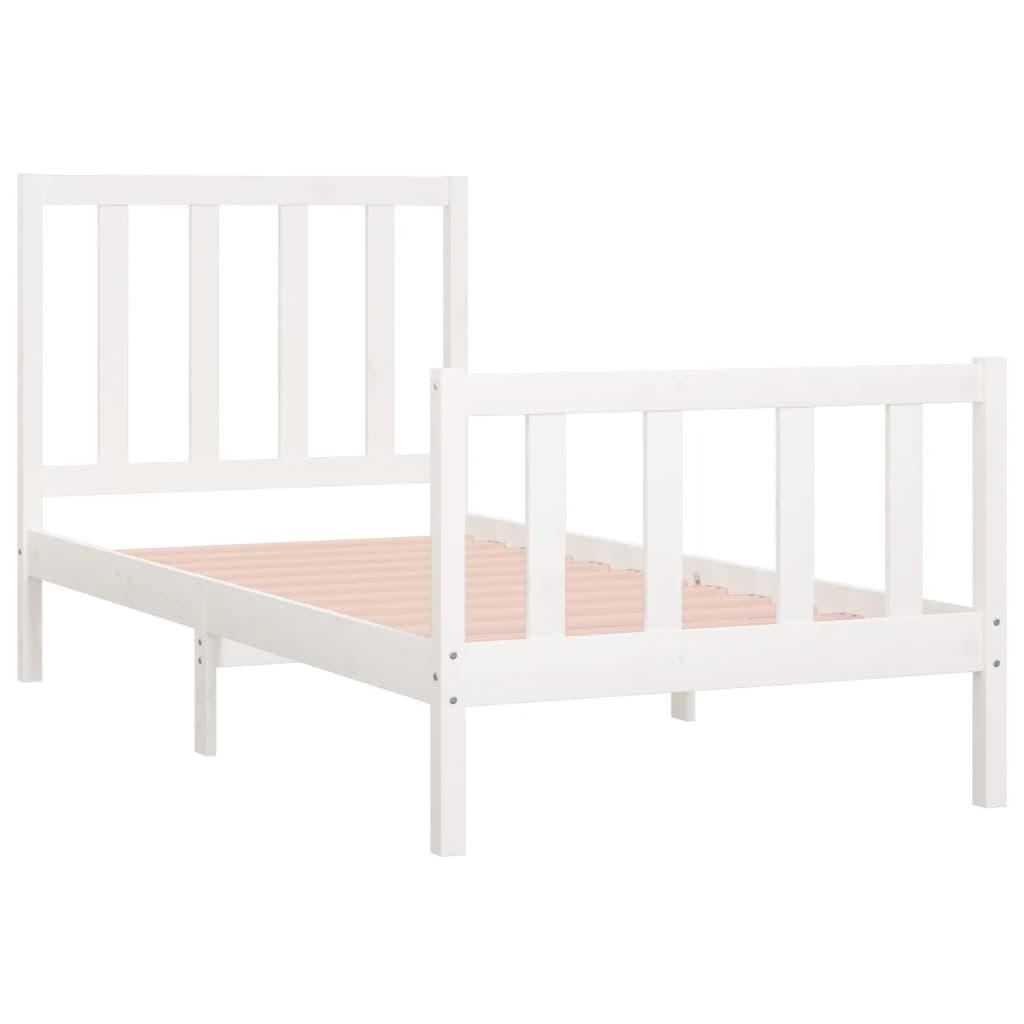 Cadre de lit sans matelas blanc 75x190 cm bois massif - XIOS