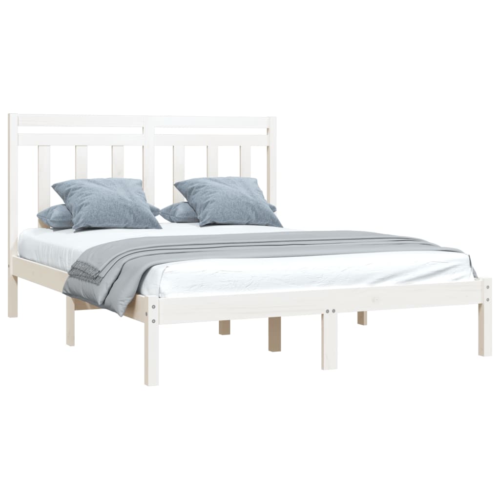 Cadre de lit sans matelas blanc 135x190 cm bois massif - XIOS