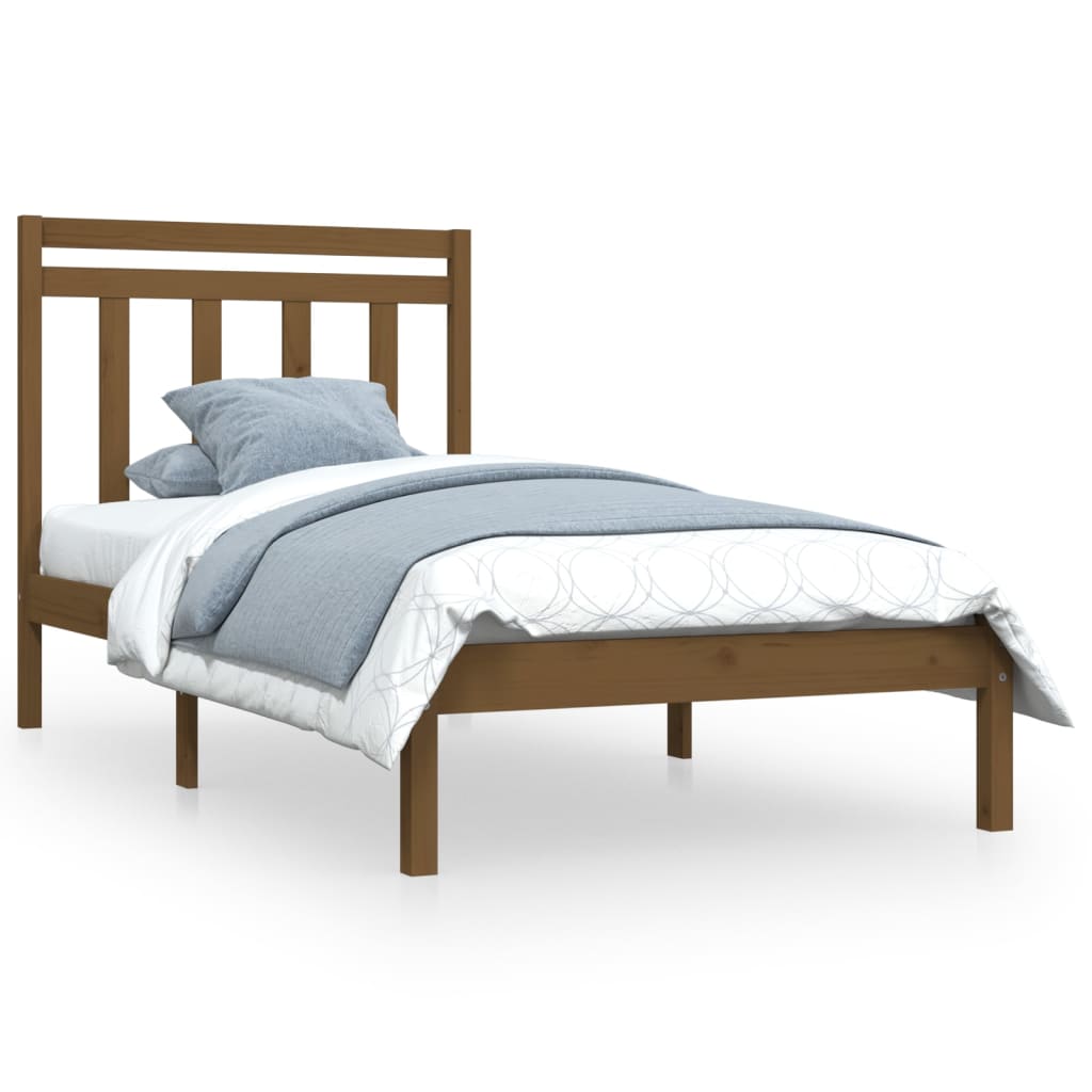 Cadre de lit sans matelas marron miel 100x200 cm bois massif - XIOS