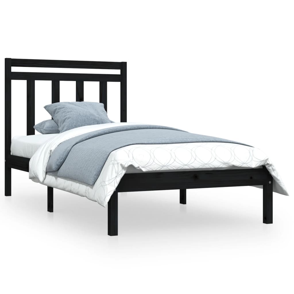 Cadre de lit sans matelas noir 100x200 cm bois massif - XIOS
