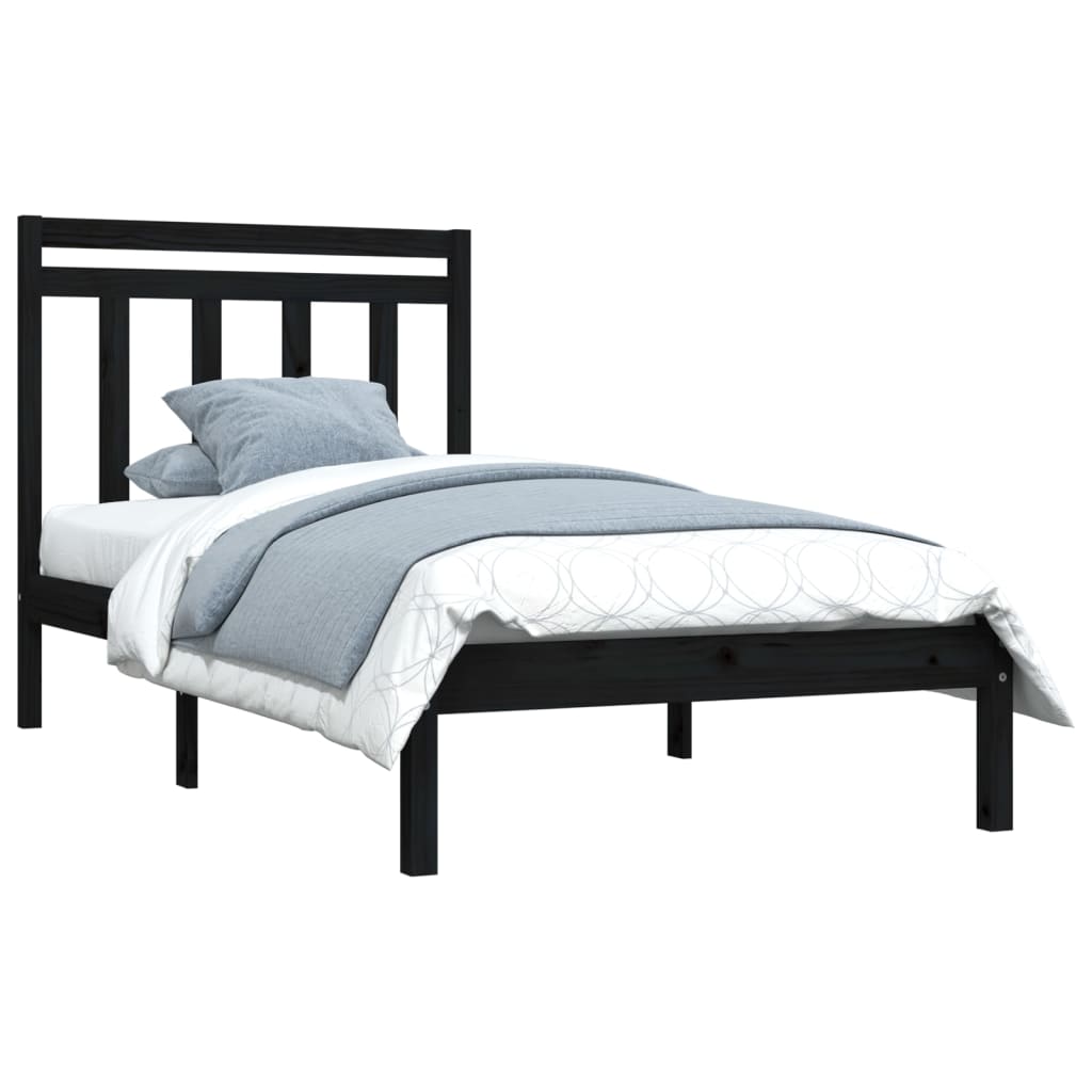 Cadre de lit sans matelas noir 100x200 cm bois massif - XIOS
