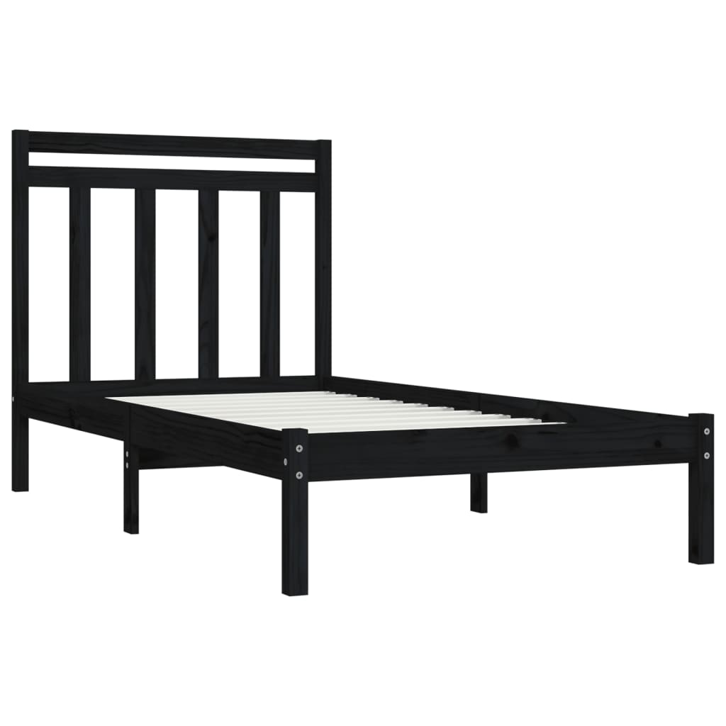 Cadre de lit sans matelas noir 100x200 cm bois massif - XIOS