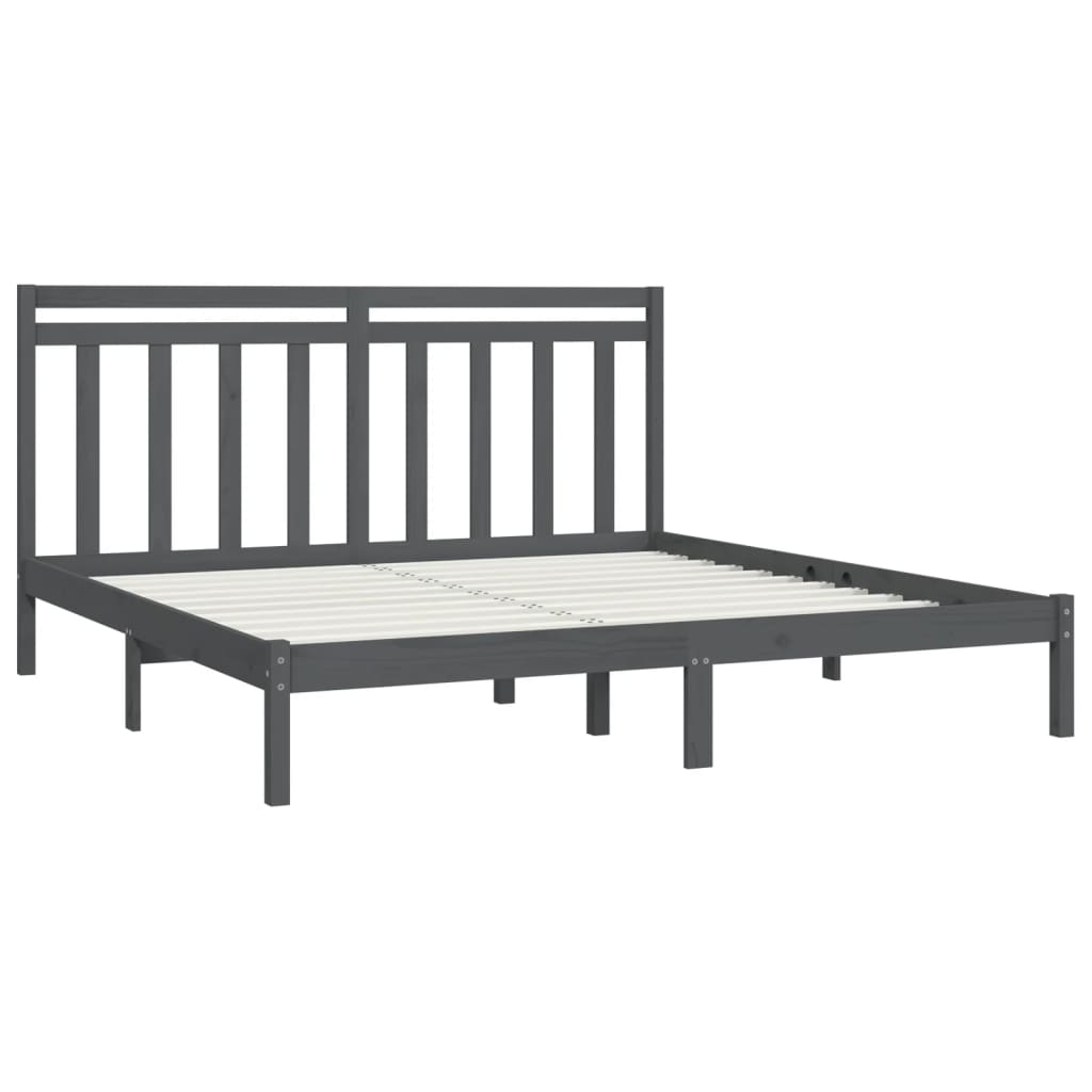 Cadre de lit sans matelas gris 200x200 cm bois massif - XIOS