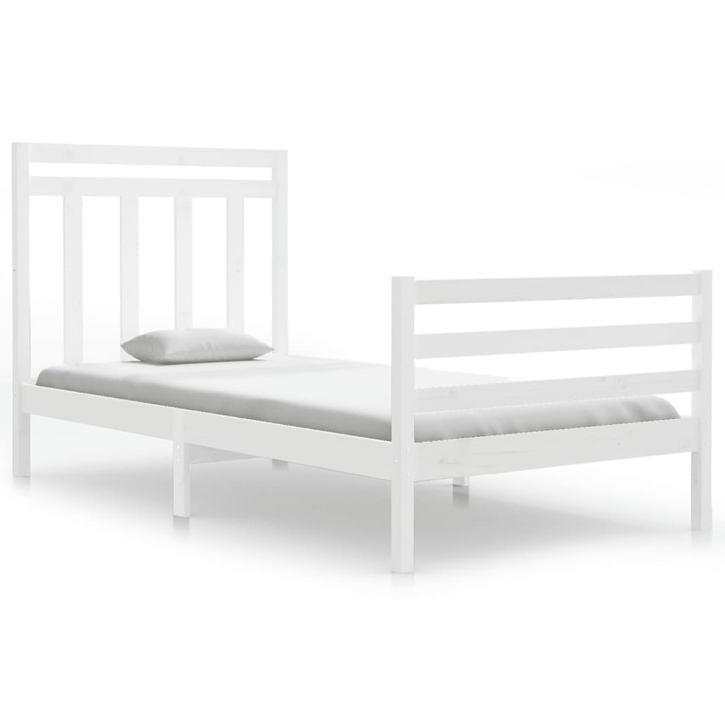 Cadre de lit sans matelas blanc 100x200 cm bois massif - XIOS