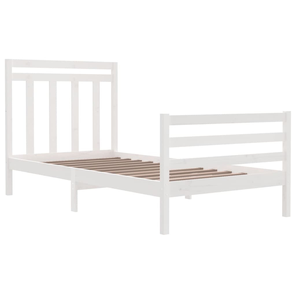 Cadre de lit sans matelas blanc 100x200 cm bois massif - XIOS