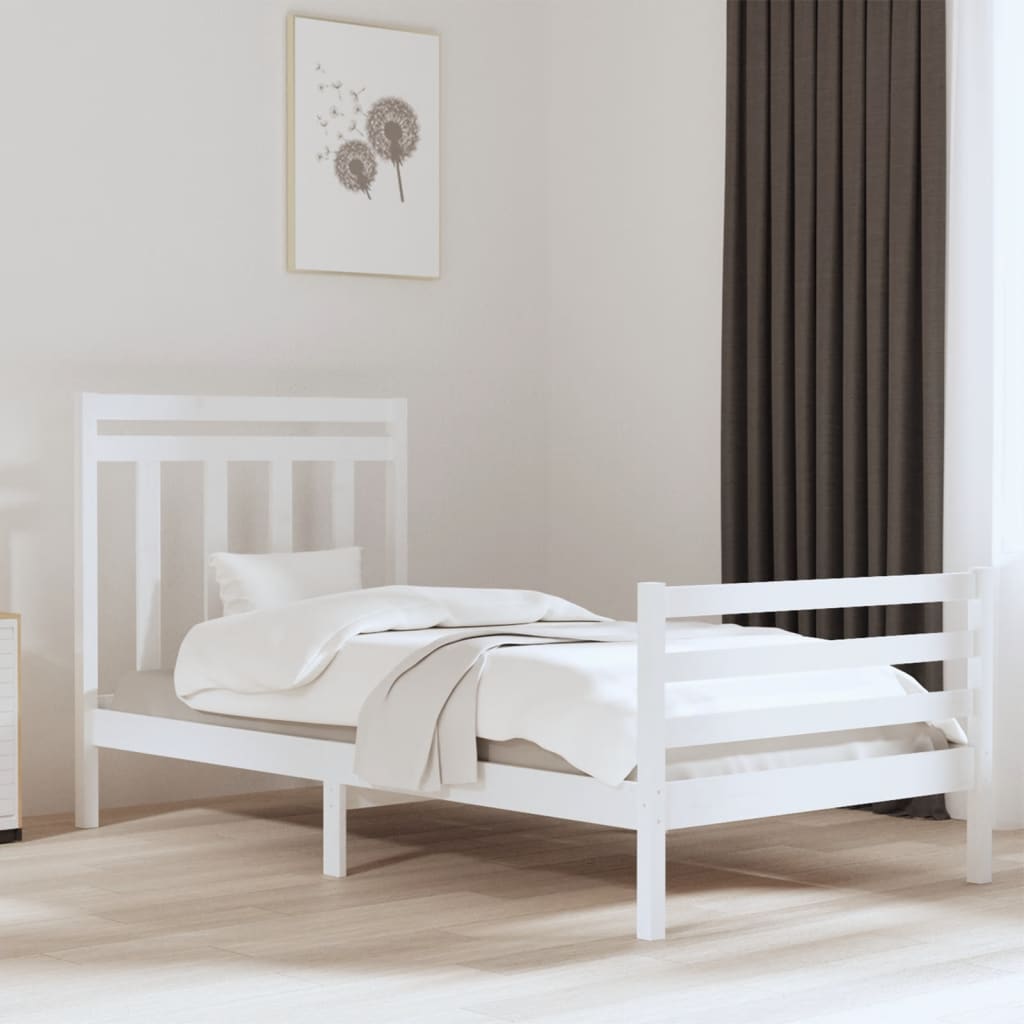 Cadre de lit sans matelas blanc 100x200 cm bois massif - XIOS