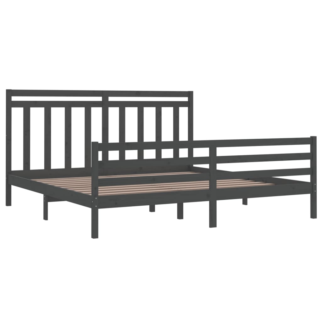 Cadre de lit sans matelas gris 200x200 cm bois massif - XIOS