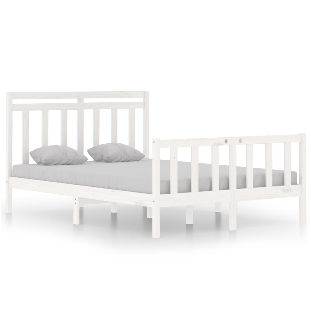 Cadre de lit sans matelas blanc 135x190 cm bois massif - XIOS