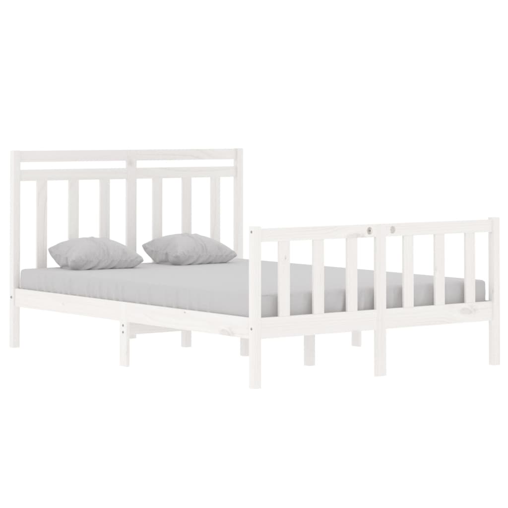 Cadre de lit sans matelas blanc 135x190 cm bois massif - XIOS
