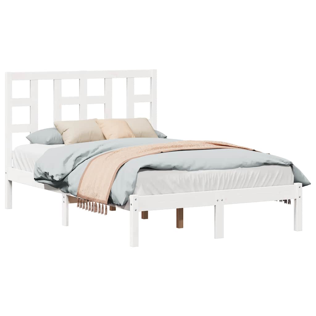Cadre de lit sans matelas blanc 120x190 cm bois massif - XIOS