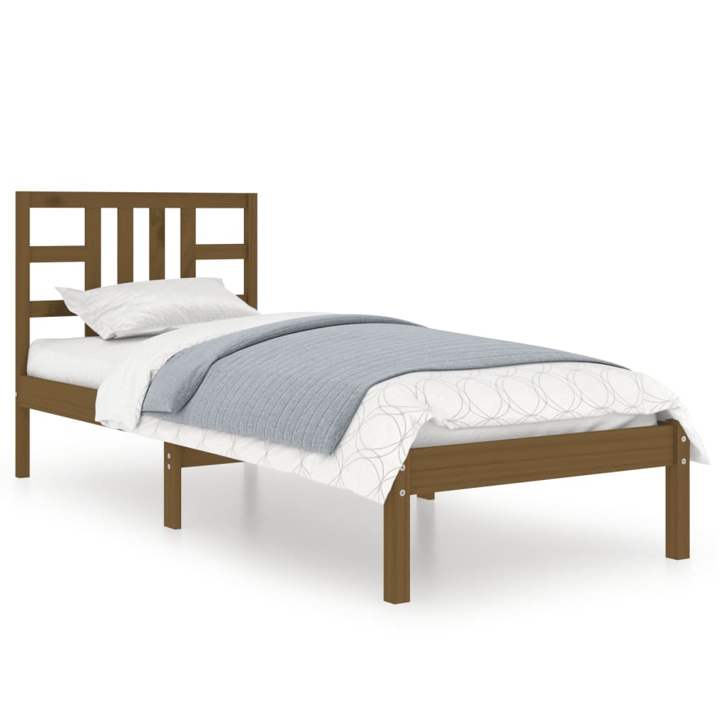Cadre de lit sans matelas marron miel 100x200 cm bois massif - XIOS