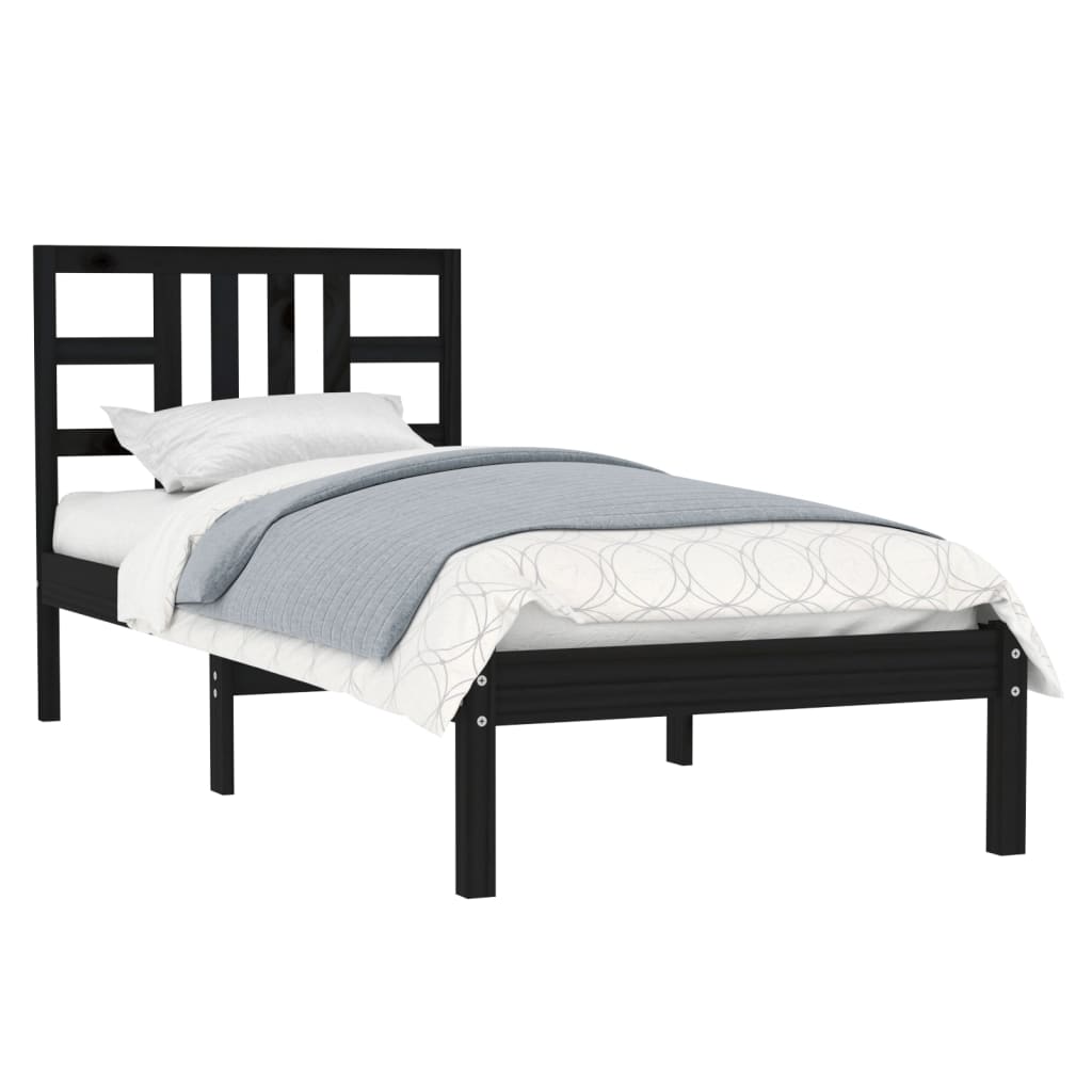 Cadre de lit sans matelas noir 100x200 cm bois massif - XIOS