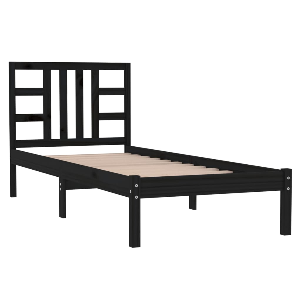 Cadre de lit sans matelas noir 100x200 cm bois massif - XIOS