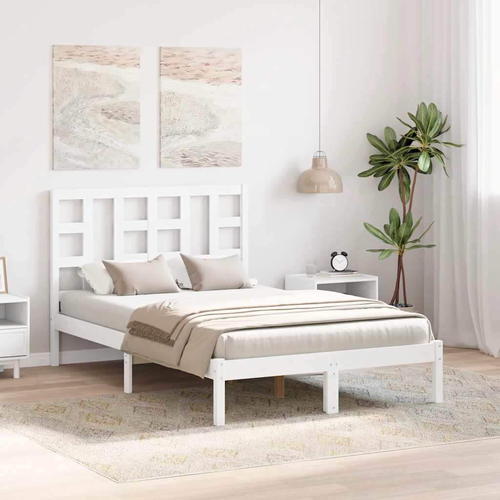 Cadre de lit sans matelas blanc 120x200 cm bois massif