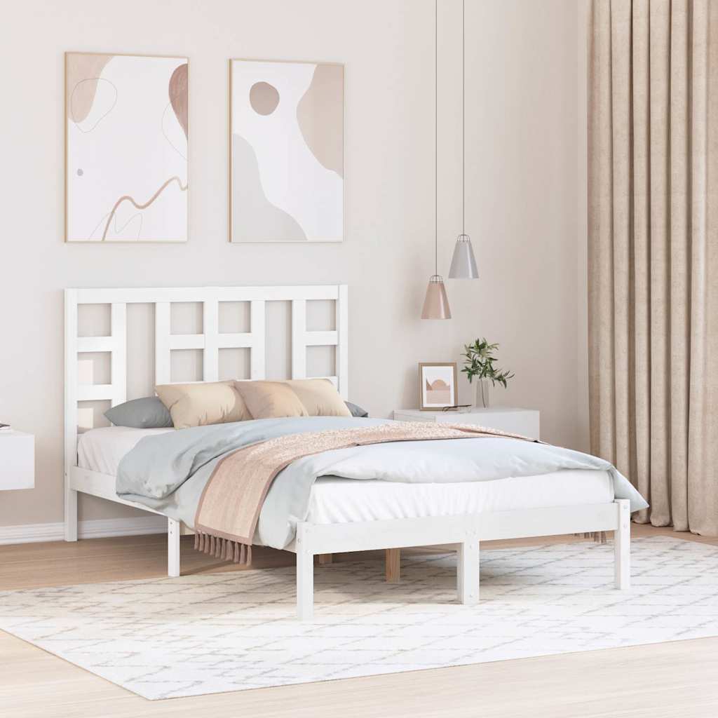 Cadre de lit sans matelas blanc 120x200 cm bois massif