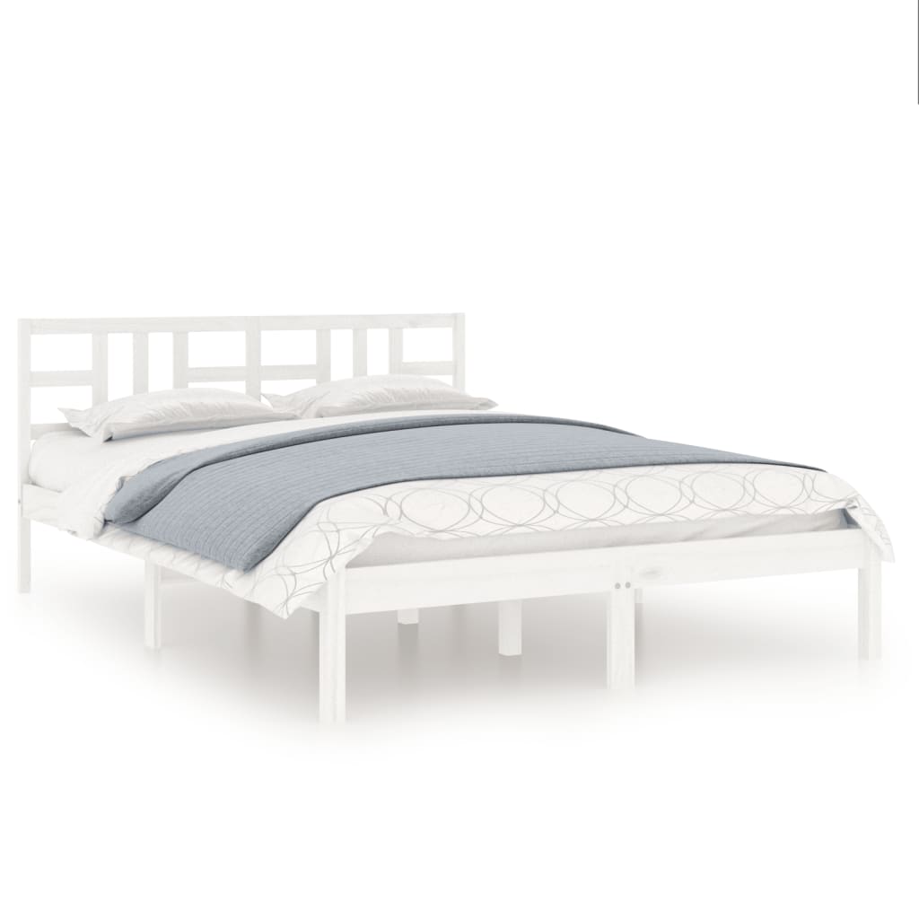Cadre de lit sans matelas blanc 150x200 cm bois massif - XIOS