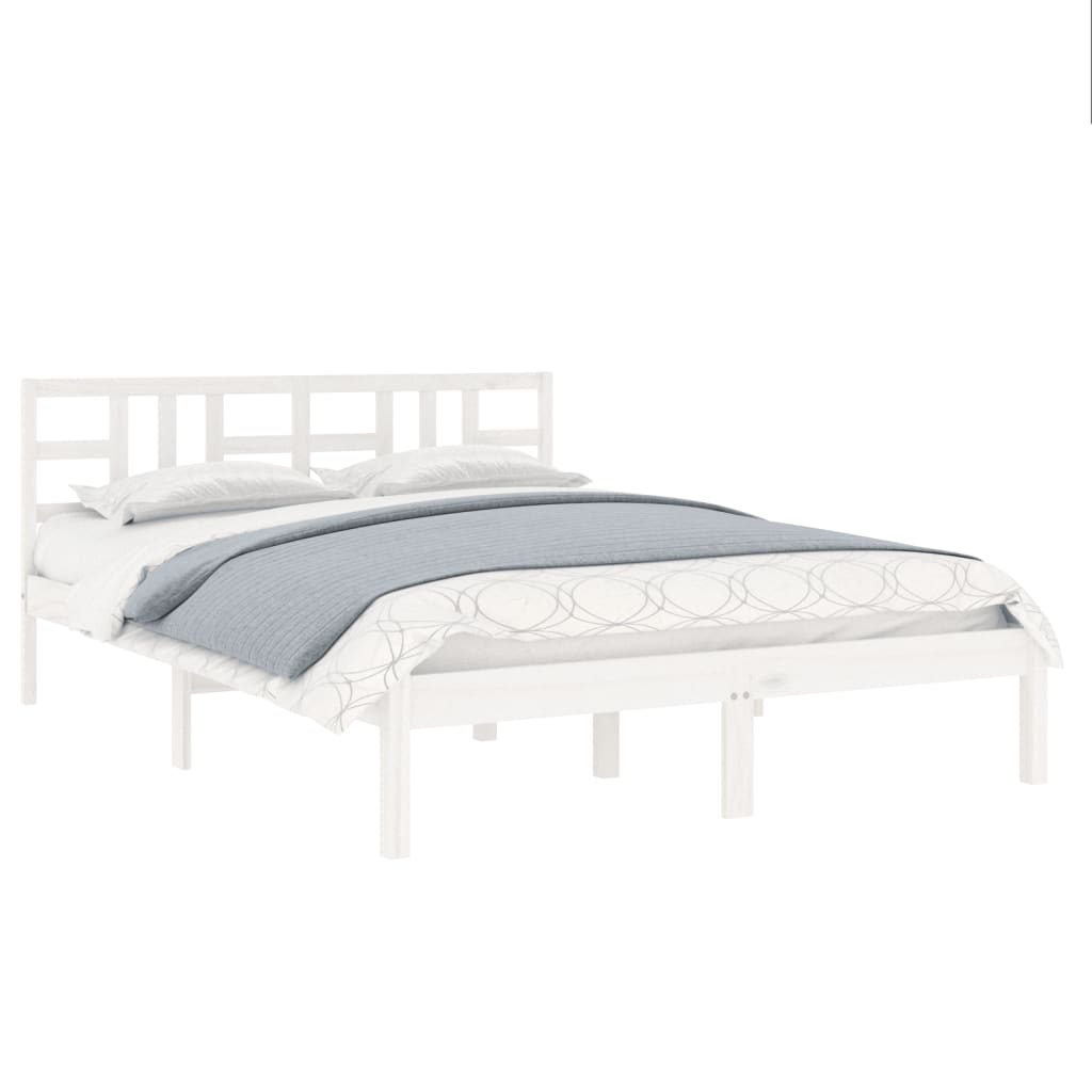 Cadre de lit sans matelas blanc 150x200 cm bois massif - XIOS