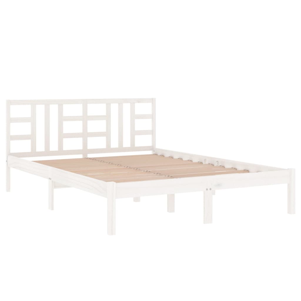 Cadre de lit sans matelas blanc 150x200 cm bois massif - XIOS