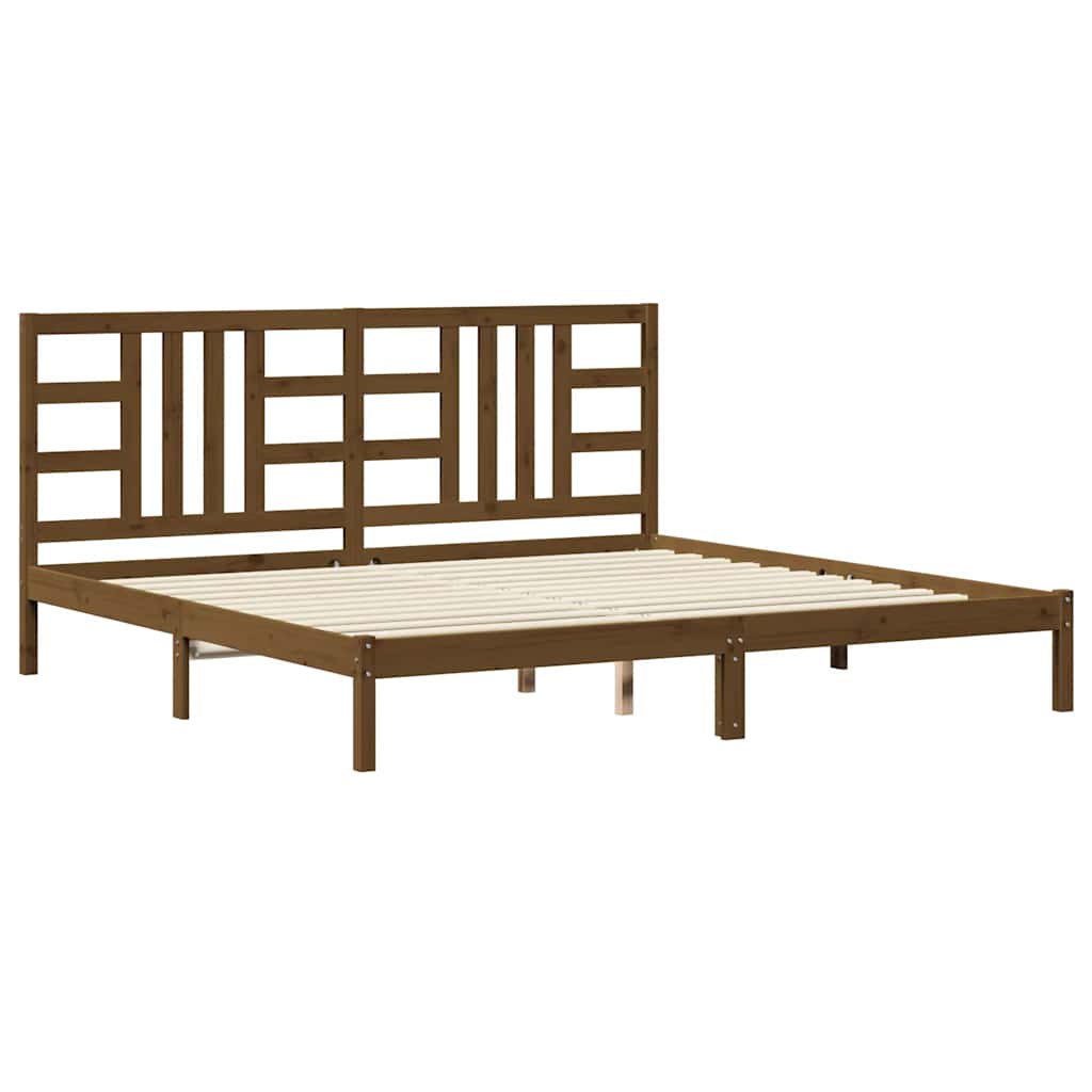 Cadre de lit sans matelas marron miel 200x200 cm bois massif - XIOS