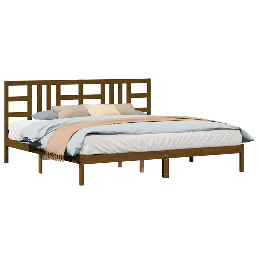 Cadre de lit sans matelas marron miel 200x200 cm bois massif - XIOS