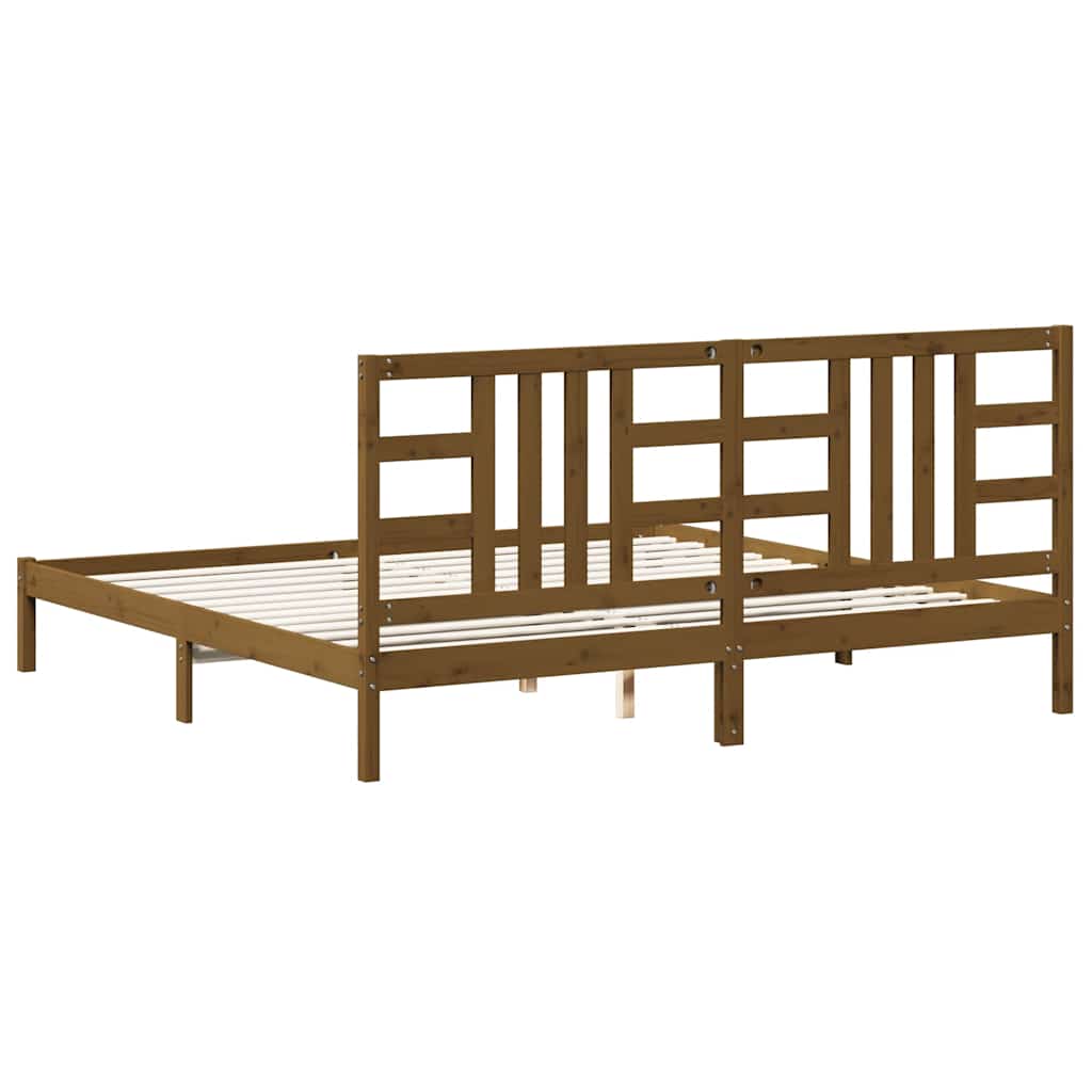 Cadre de lit sans matelas marron miel 200x200 cm bois massif - XIOS