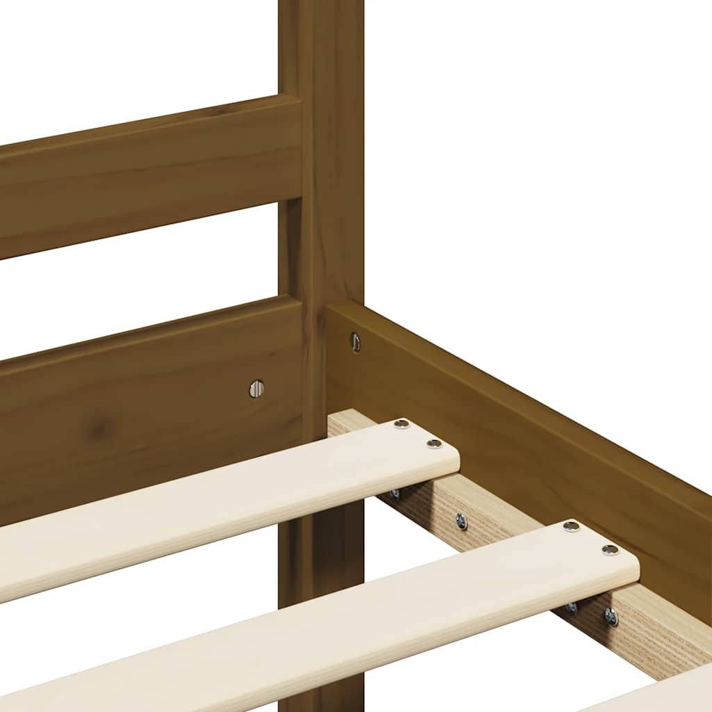 Cadre de lit sans matelas marron miel 200x200 cm bois massif - XIOS