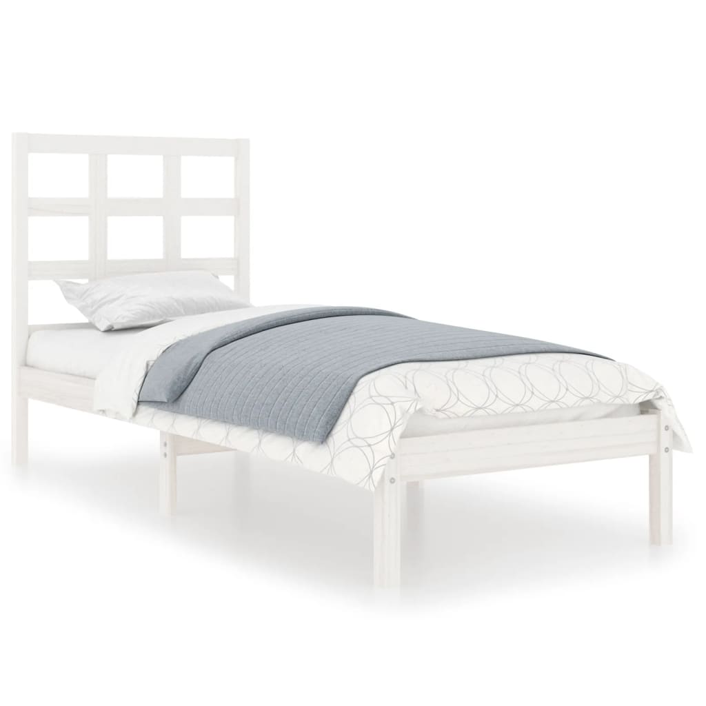 Cadre de lit sans matelas blanc 75x190 cm bois massif - XIOS