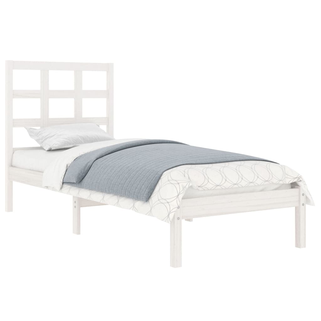 Cadre de lit sans matelas blanc 75x190 cm bois massif - XIOS