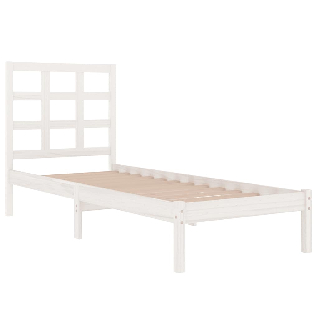 Cadre de lit sans matelas blanc 75x190 cm bois massif - XIOS