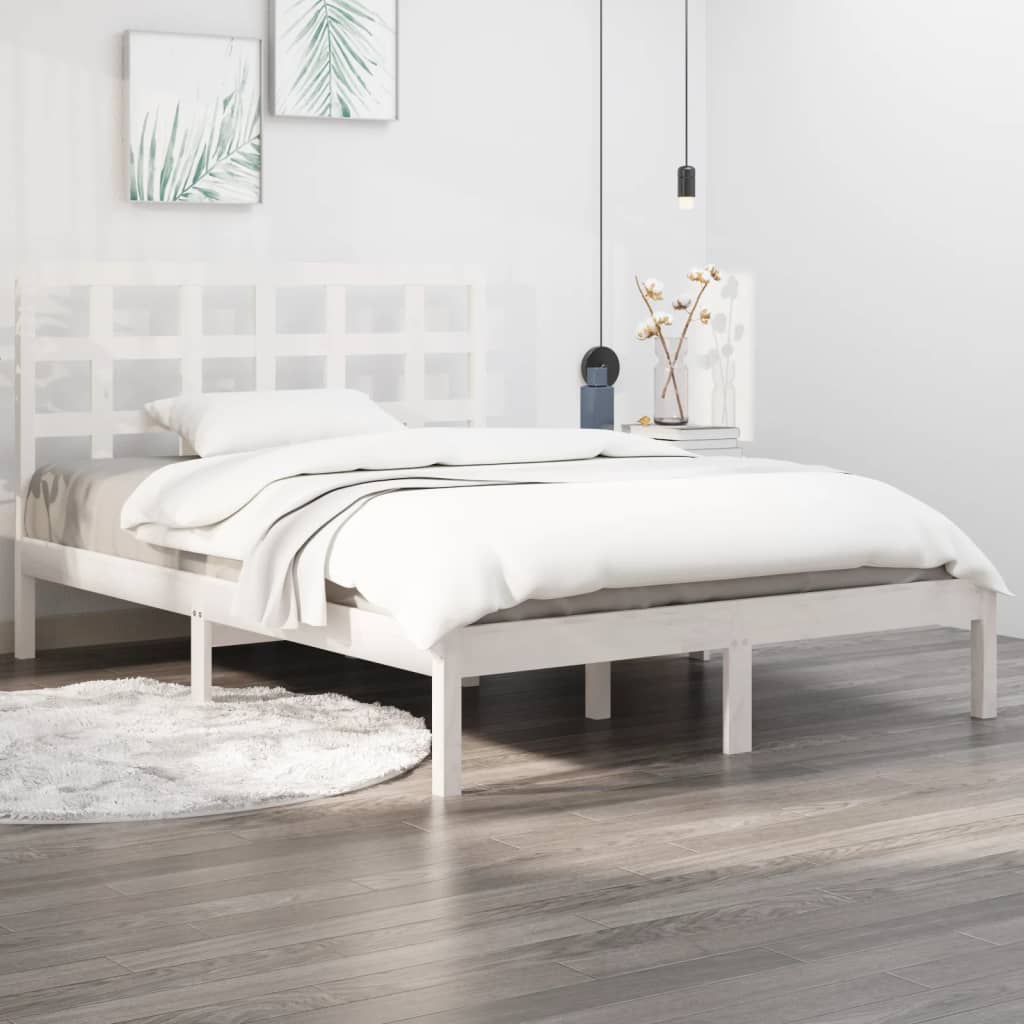 Cadre de lit sans matelas blanc 120x190 cm bois massif - XIOS