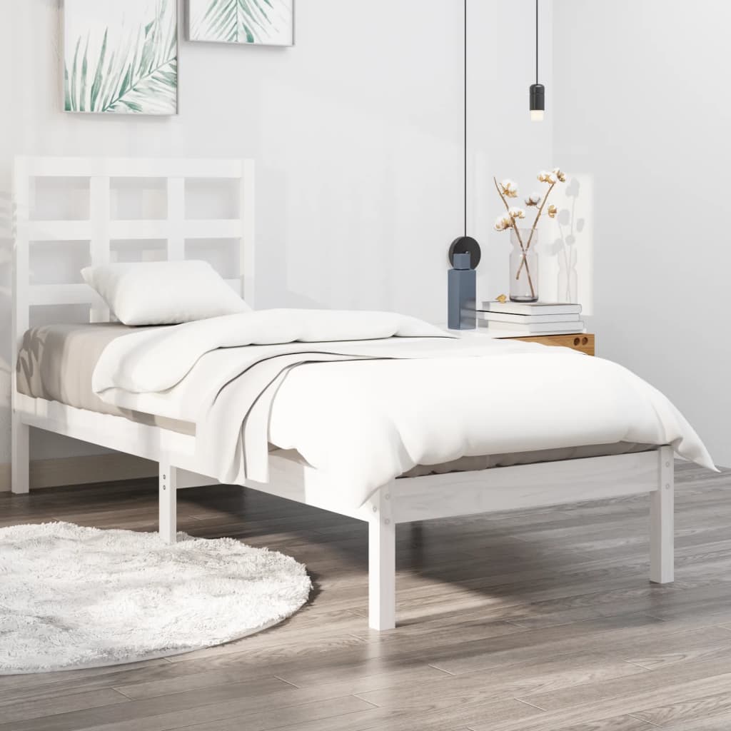 Cadre de lit sans matelas blanc 100x200 cm bois massif - XIOS