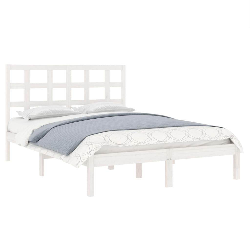 Cadre de lit sans matelas blanc 150x200 cm bois massif - XIOS