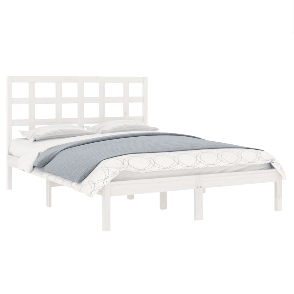 Cadre de lit sans matelas blanc 160x200 cm bois massif - XIOS