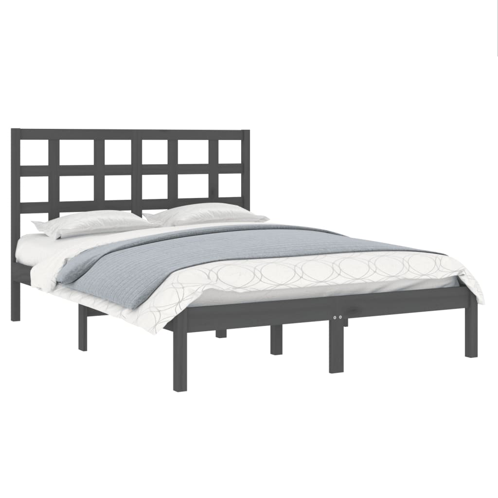 Cadre de lit sans matelas gris 200x200 cm bois massif - XIOS