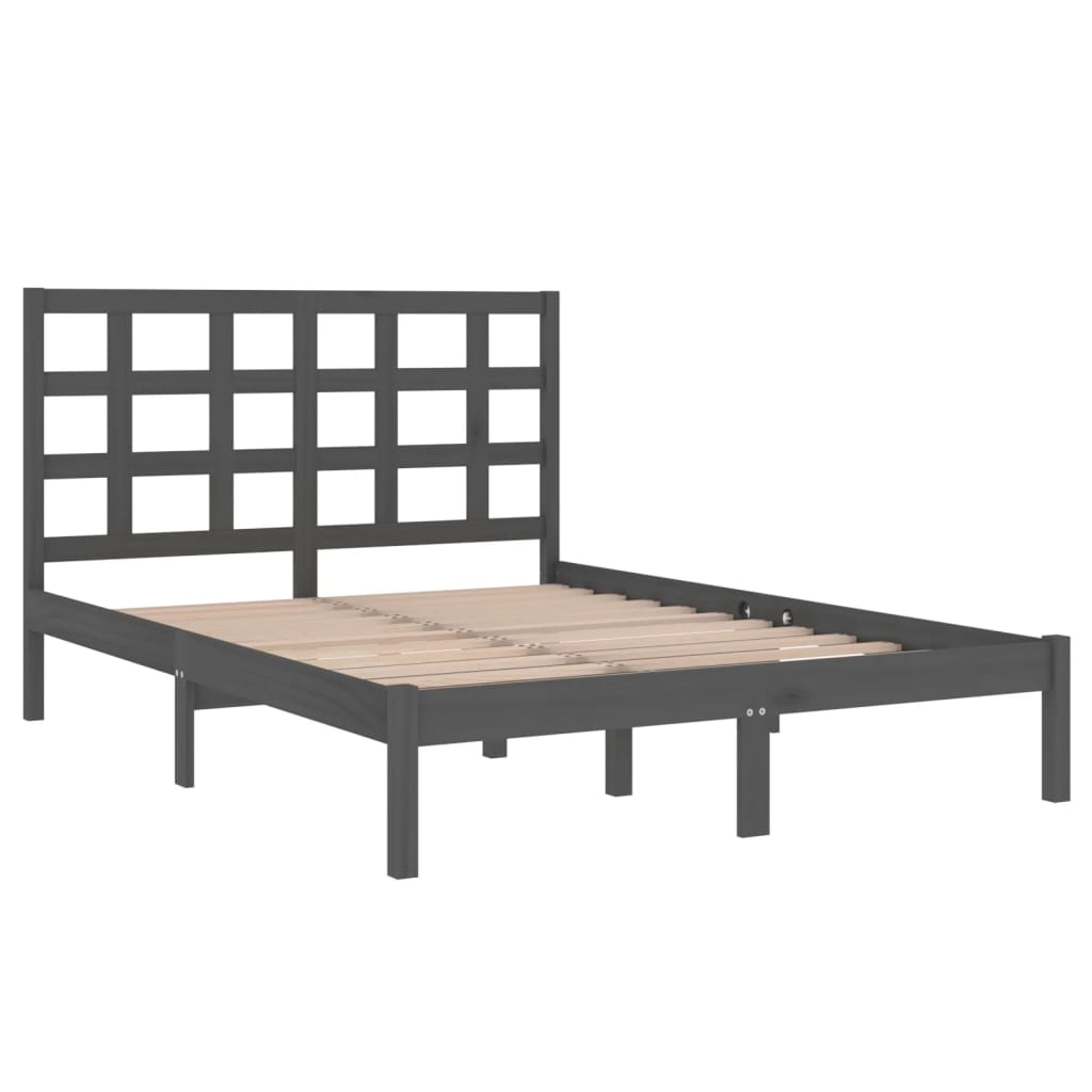 Cadre de lit sans matelas gris 200x200 cm bois massif - XIOS