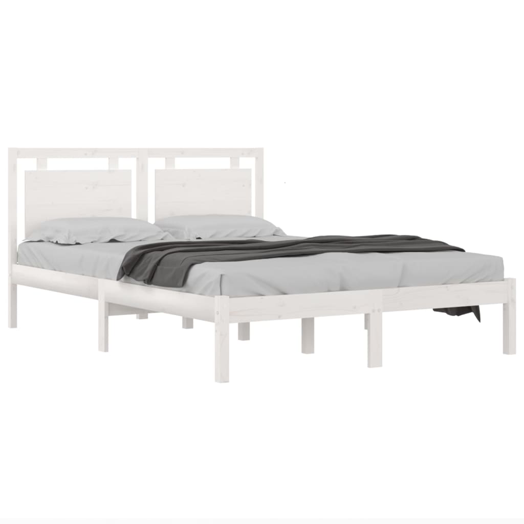 Cadre de lit sans matelas blanc 120x200 cm bois massif - XIOS