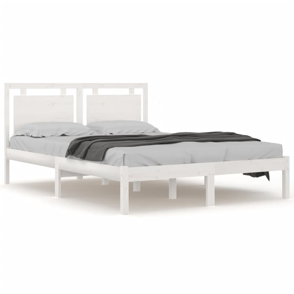 Cadre de lit sans matelas blanc 160x200 cm bois massif - XIOS